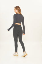 Afbeelding in galerij laden, Model Back: Uv Line Fitness Bas Legging Fit Aspen Black Upf50+