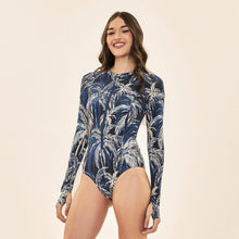 Afbeelding in galerij laden, Image 02: Uv Line Une Pièce Swimsuit Macae Coconut Palms Navy Blue Upf50+
