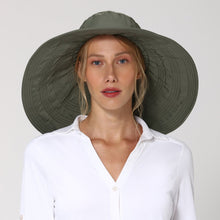 Afbeelding in galerij laden, Model Front: Uv Line Chapeau Souple/Capeline Hat Beverly Hills I18 Fem Green Militar Upf50+
