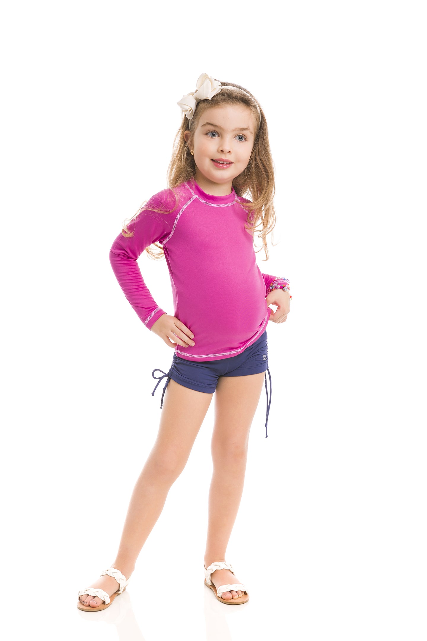 Kinderen FPU50+ UV-kleuren T-shirt met lange mouwen Schokroze Uv