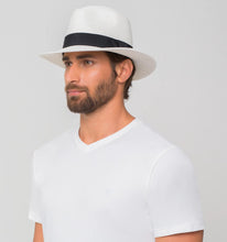 Afbeelding in galerij laden, Model Back: Uv Line Chapeau Panama Chapeu Shanghai Imp Uni Branco/Preto
