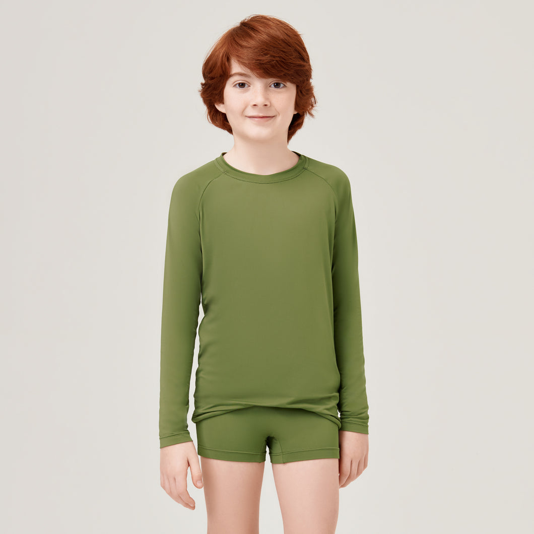 Model Front: Uv Line T-Shirt Longsleeve Uvrpo Inf Verde Militar Upf50+