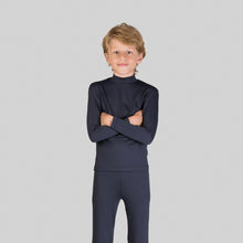 Afbeelding in galerij laden, Model Front: Uv Line T-Shirt Rash Guard Kids High-Neck Black Upf50+
